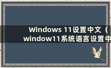 Windows 11设置中文（window11系统语言设置中文）